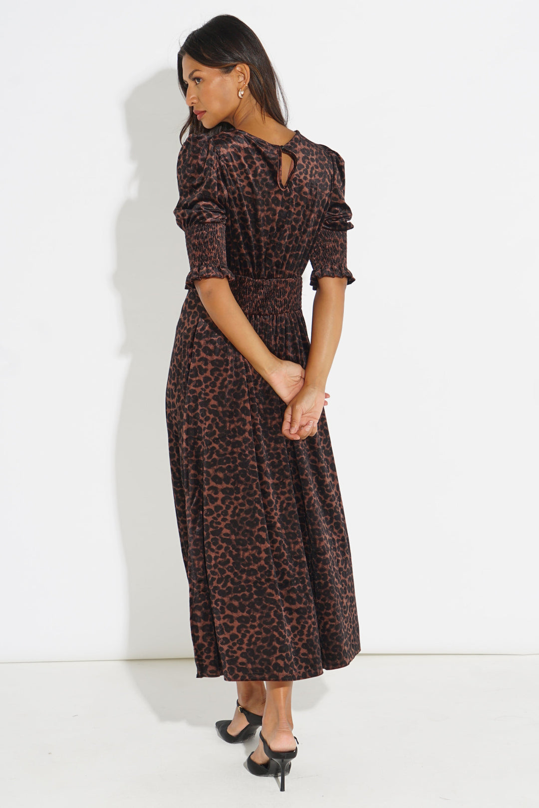 Velvet-Polka-Dot-Tea-Dress-in-Brown