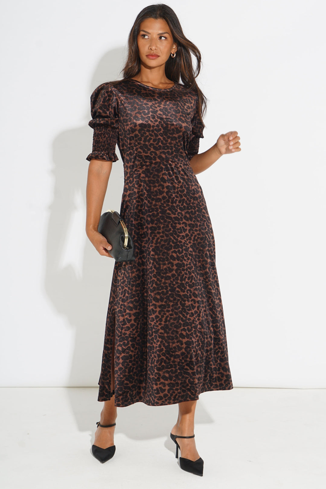 Velvet-Polka-Dot-Tea-Dress-in-Brown