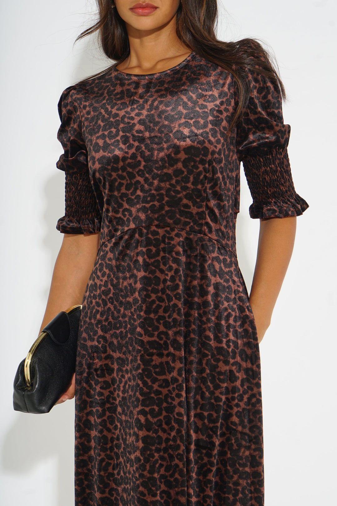 Velvet-Polka-Dot-Tea-Dress-in-Brown