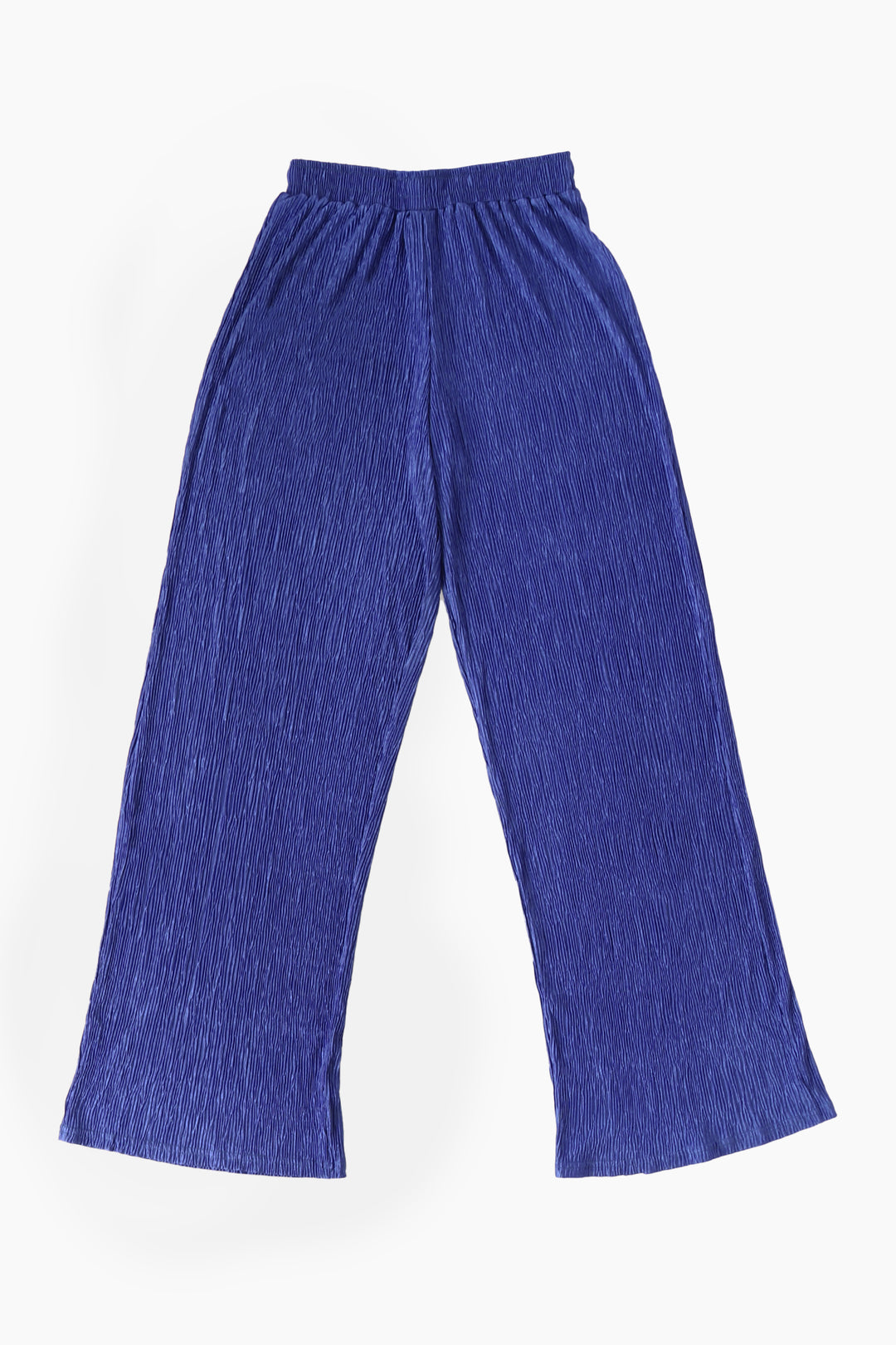 royal blue long summer trousers with elasticated smocked waist