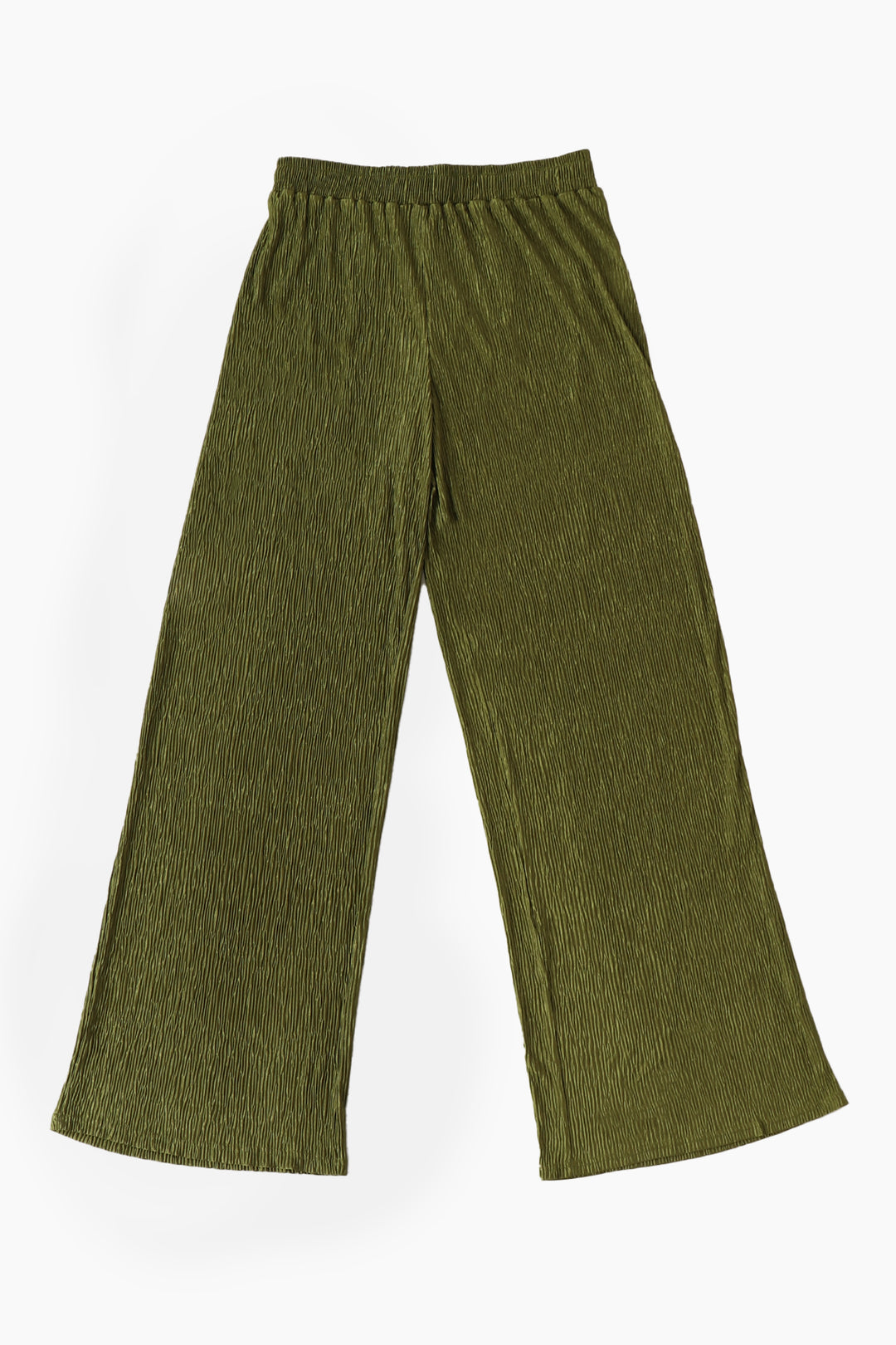olive green long summer trousers with elasticated waist