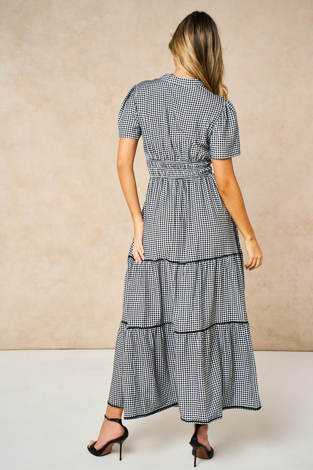 Gingham-Tiered-Maxi-Dress-in-Black-Back