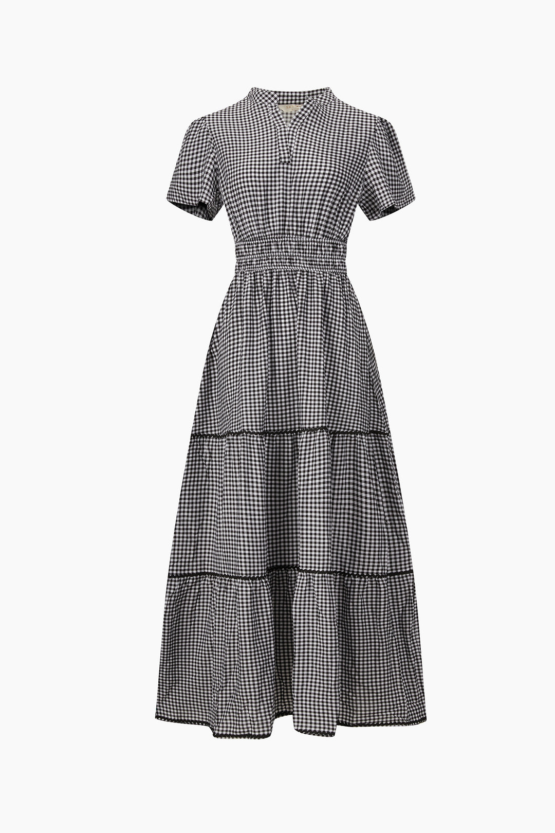 Gingham-Tiered-Maxi-Dress-in-Black-Product-Shot