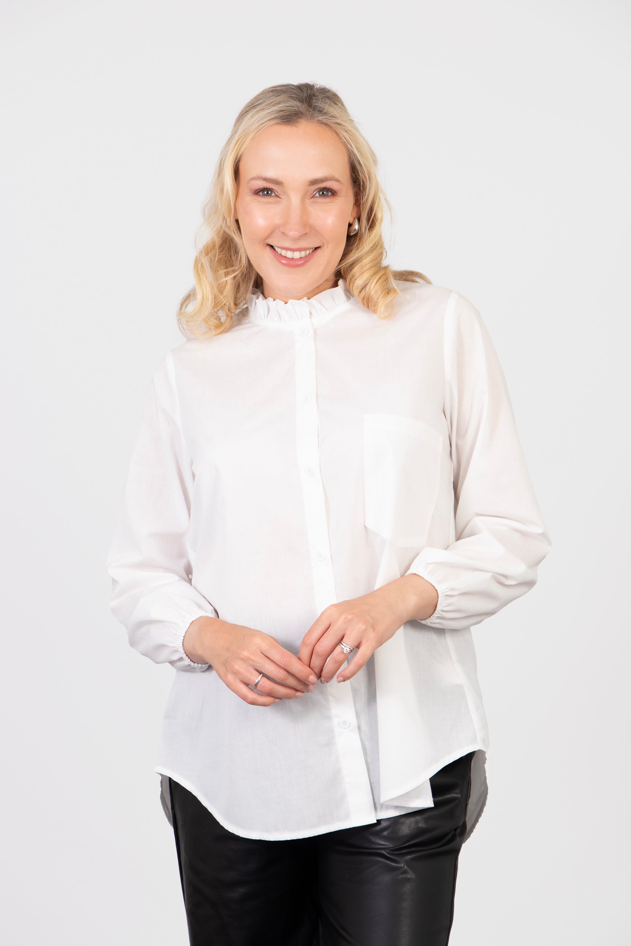 Sarta Womens White Cotton Oversized Shirt Long Sleeve Blouse Ladies UK MSH Wholesale