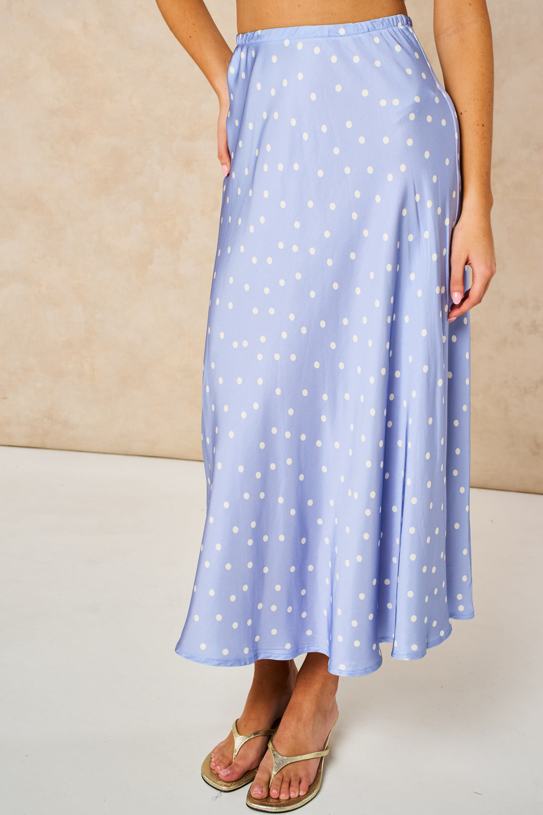 Blue-polka-dot-midi-slip-skirt