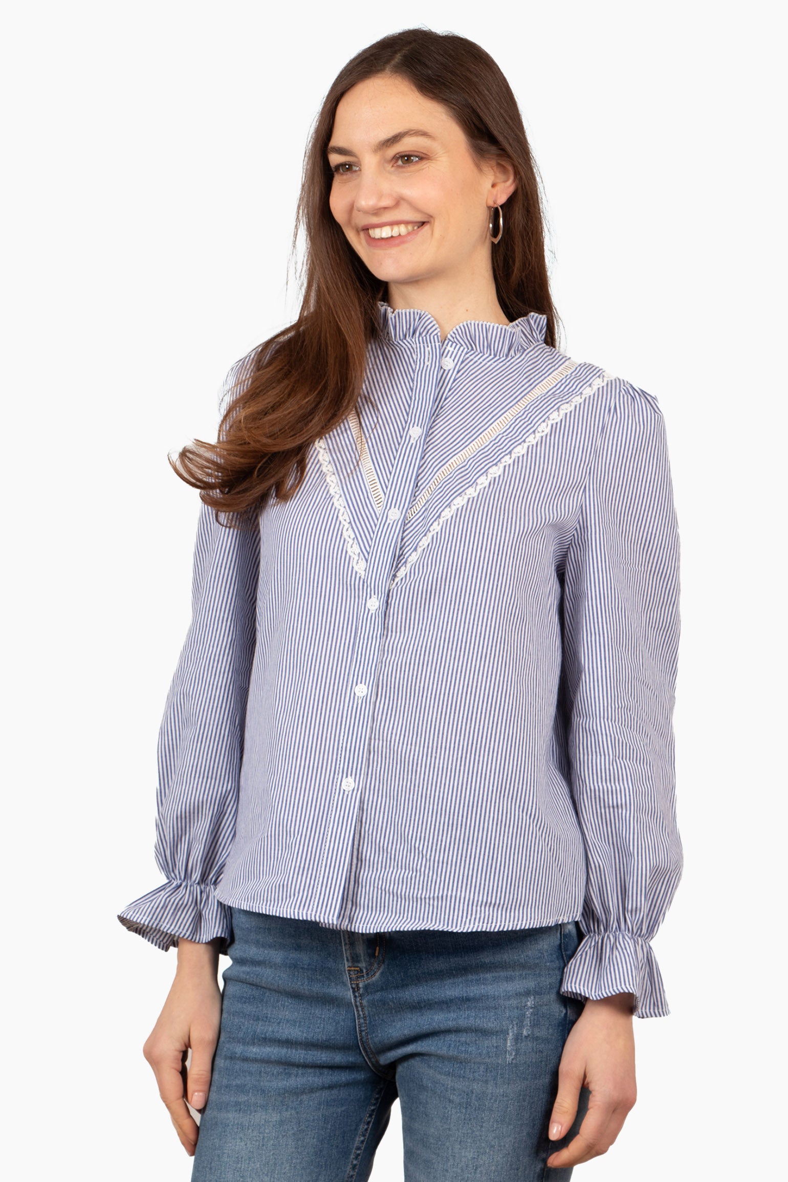Panel Detail Shirt in Natural Bleu