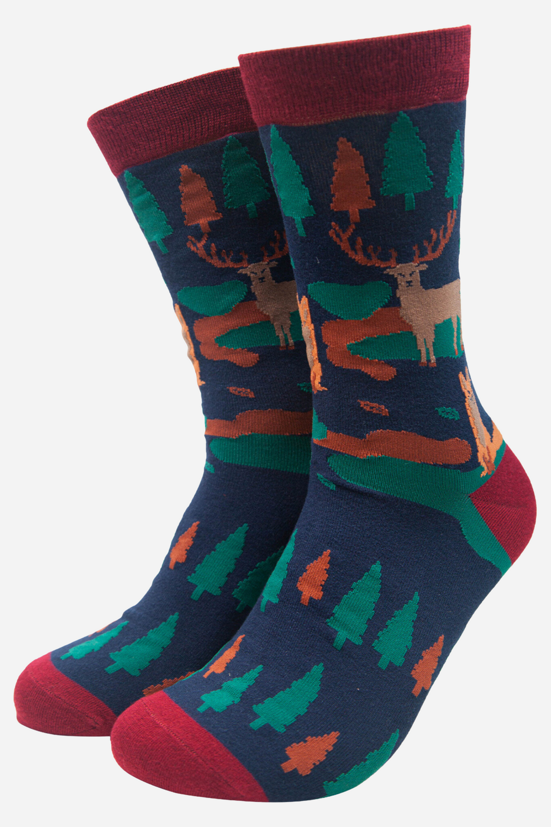 Men's Bamboo Socks Woodland Animal Novelty Socks Gift Set
