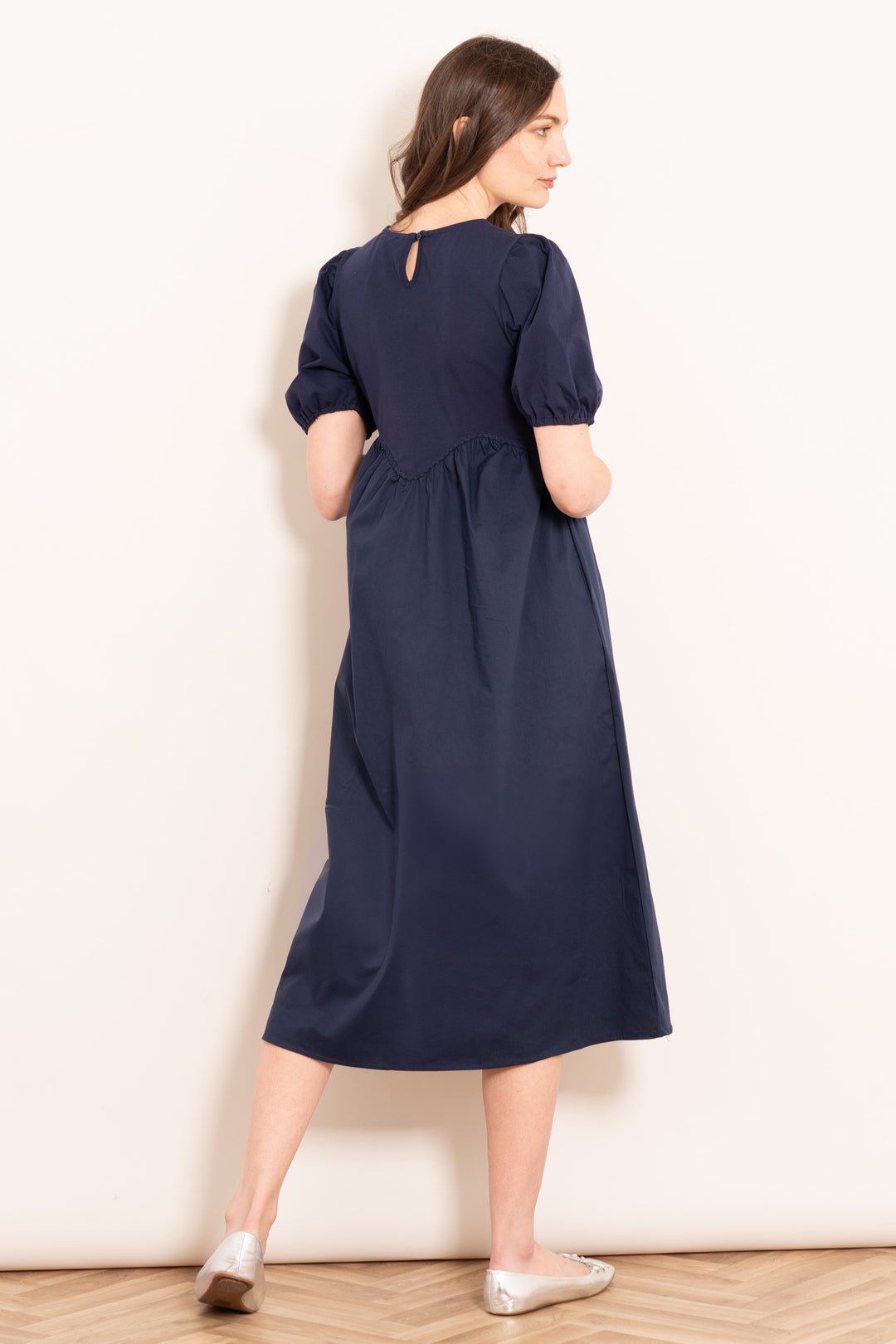 sawyer-cotton-midaxi-dress-navy-blue-jersey-mix-rear-view-button-neck
