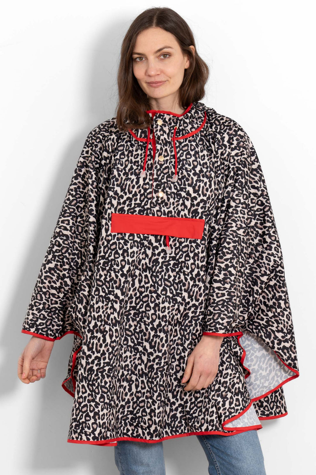 aspen-rain-poncho-cream-red-leopard-print-front-view-loose-fitting