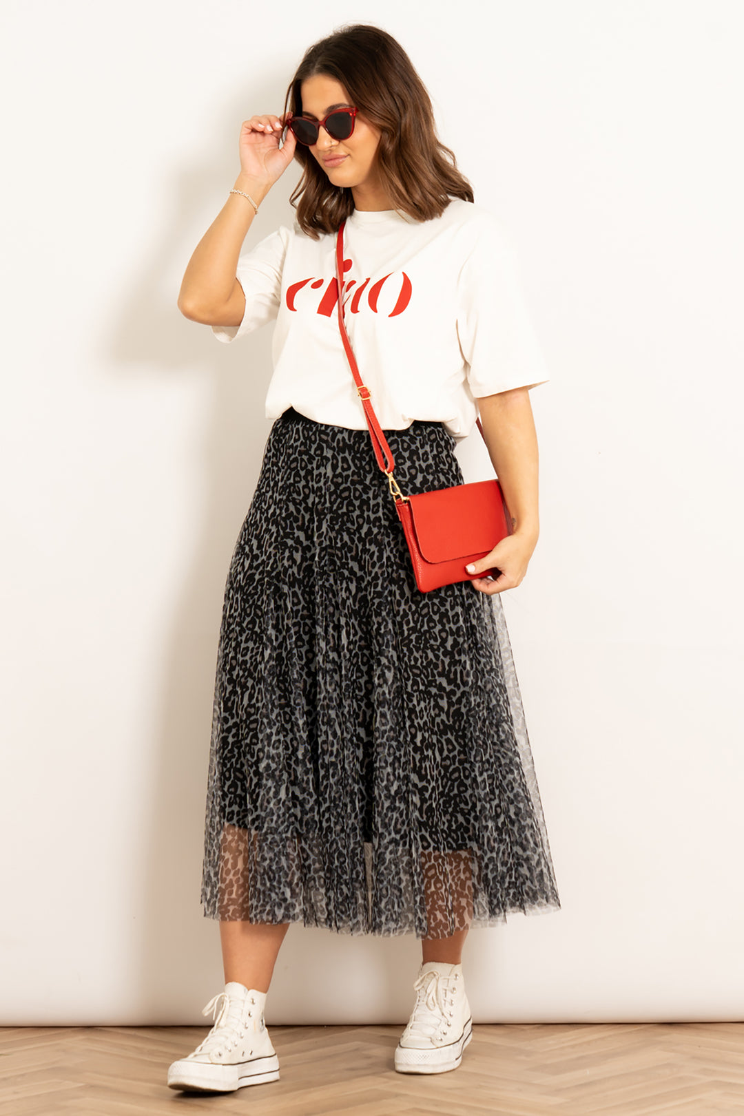"Ciao" Cotton T-Shirt - White/Red