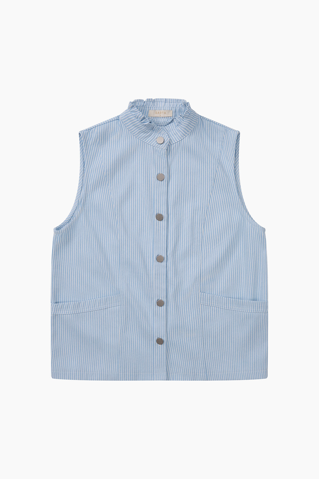 Candy Stripe Denim Gilet in Blue