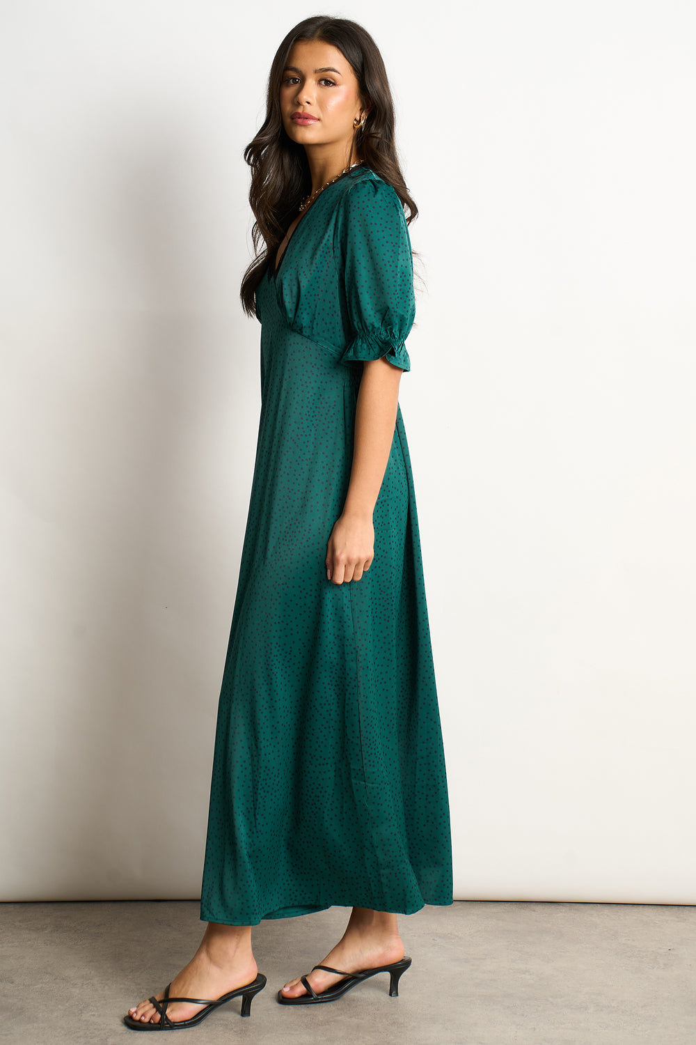 elise-v-neck-tea-dress-green-teal-polka-dot