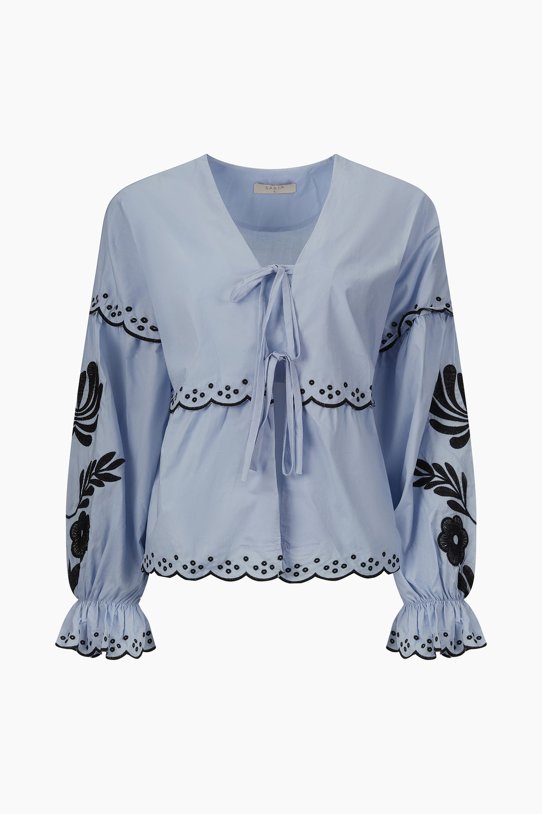Embroidered-Floral-Front-Tie-Cotton-Shirt-in-Denim-Blue-Product-Shot