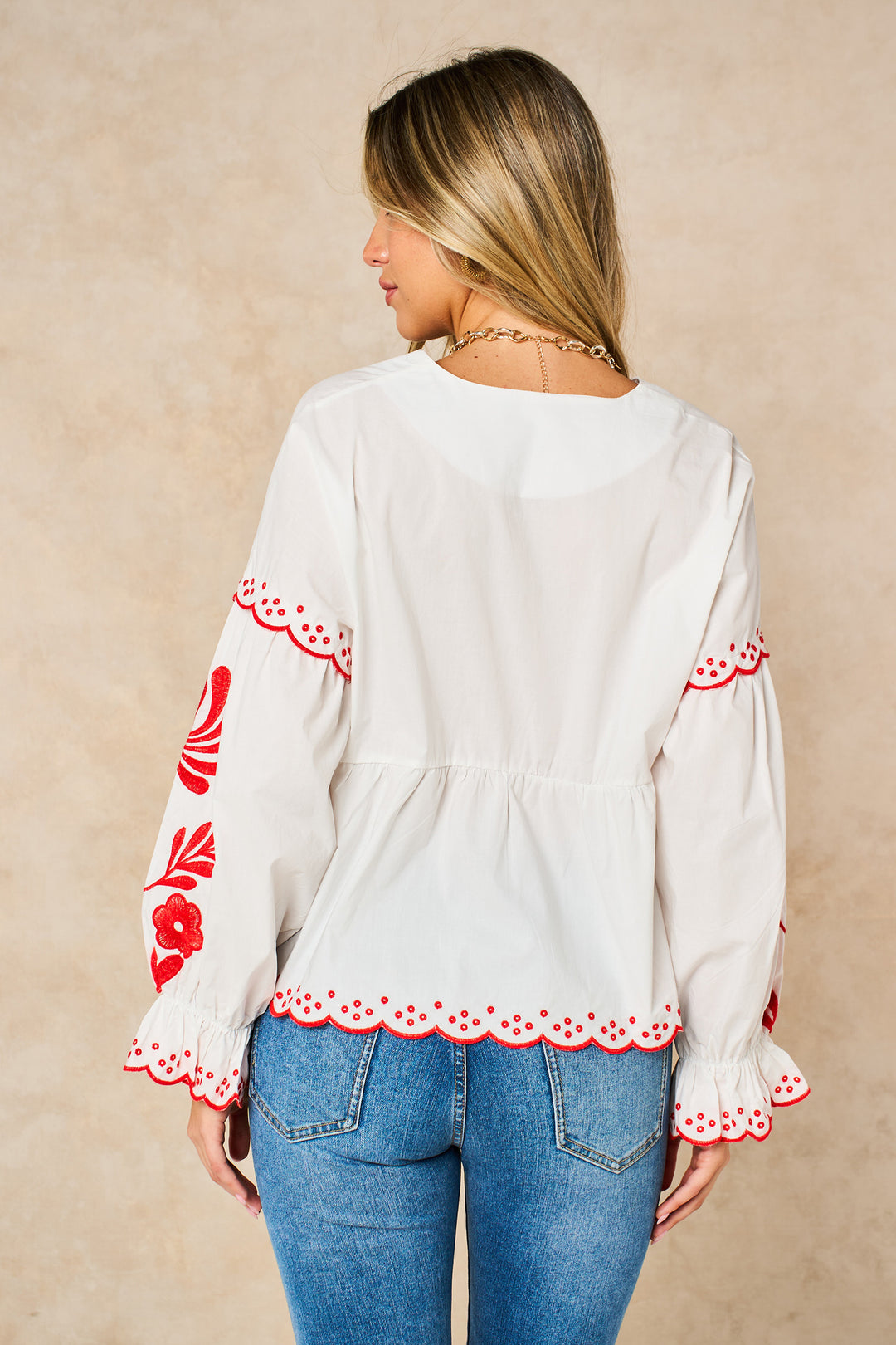 Embroidered-Floral-Front-Tie-Cotton-Shirt-in-White-Back