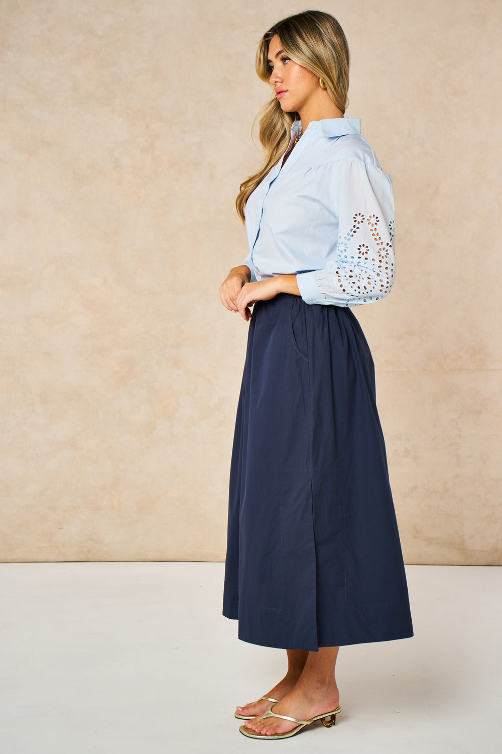 Cotton-Midaxi-Skirt-in-Navy-Blue-side