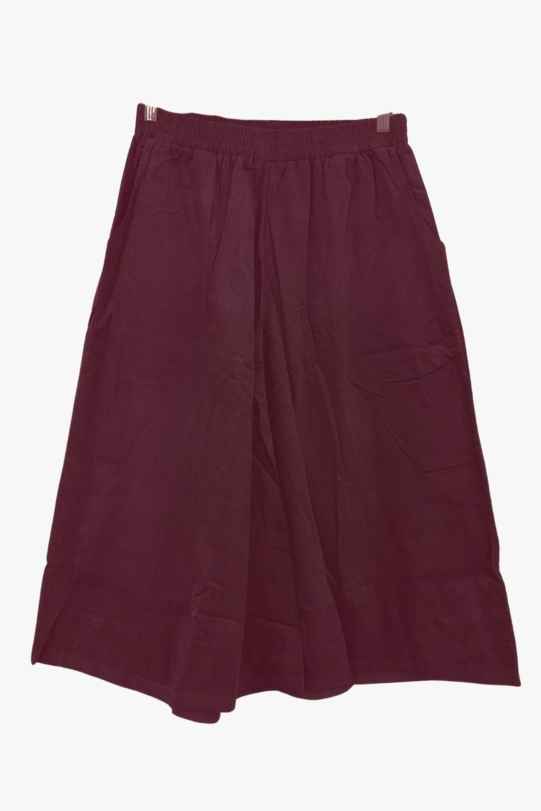 Cord Wide Leg Culottes in Berry