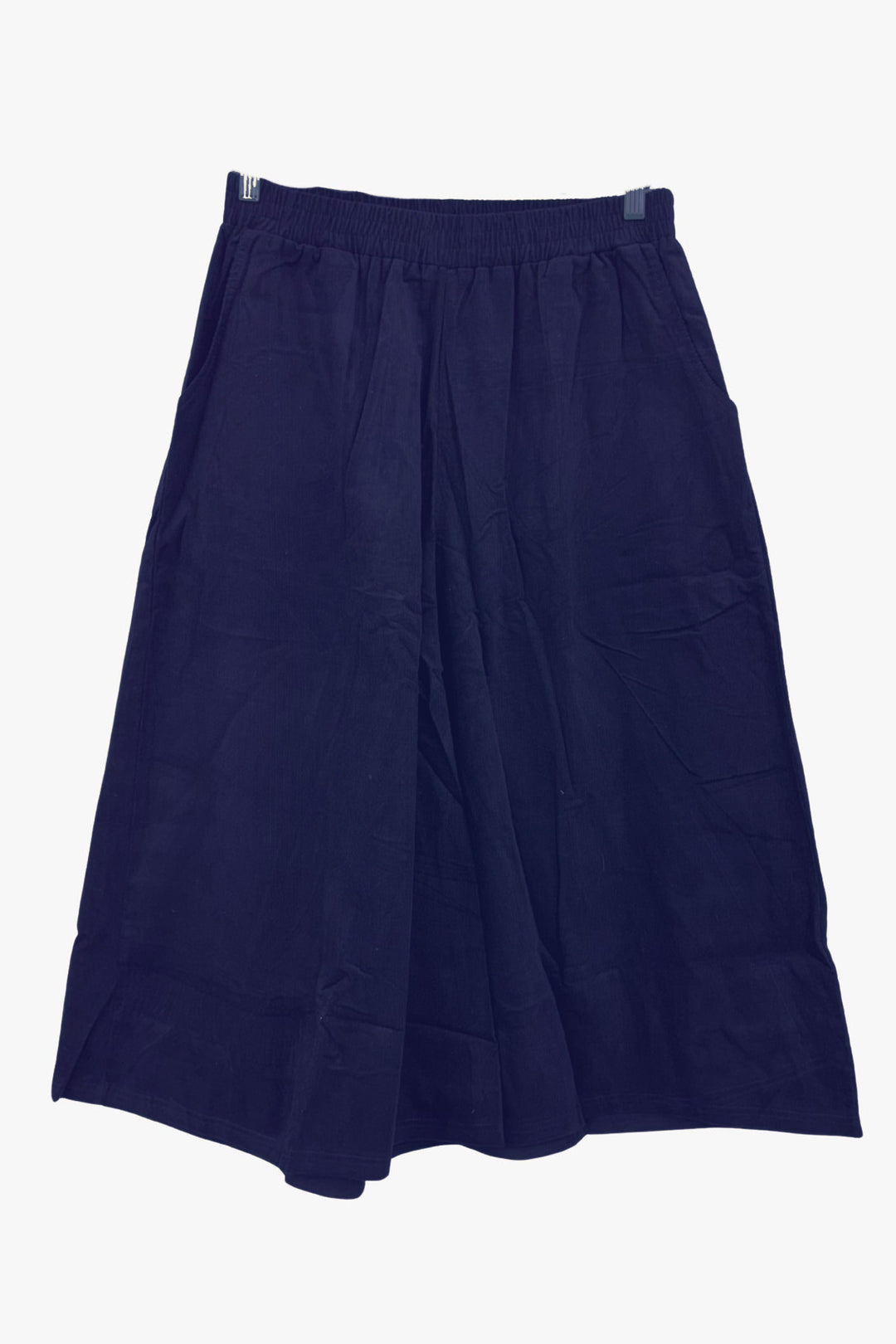 Cord Wide Leg Culottes in Navy Blue