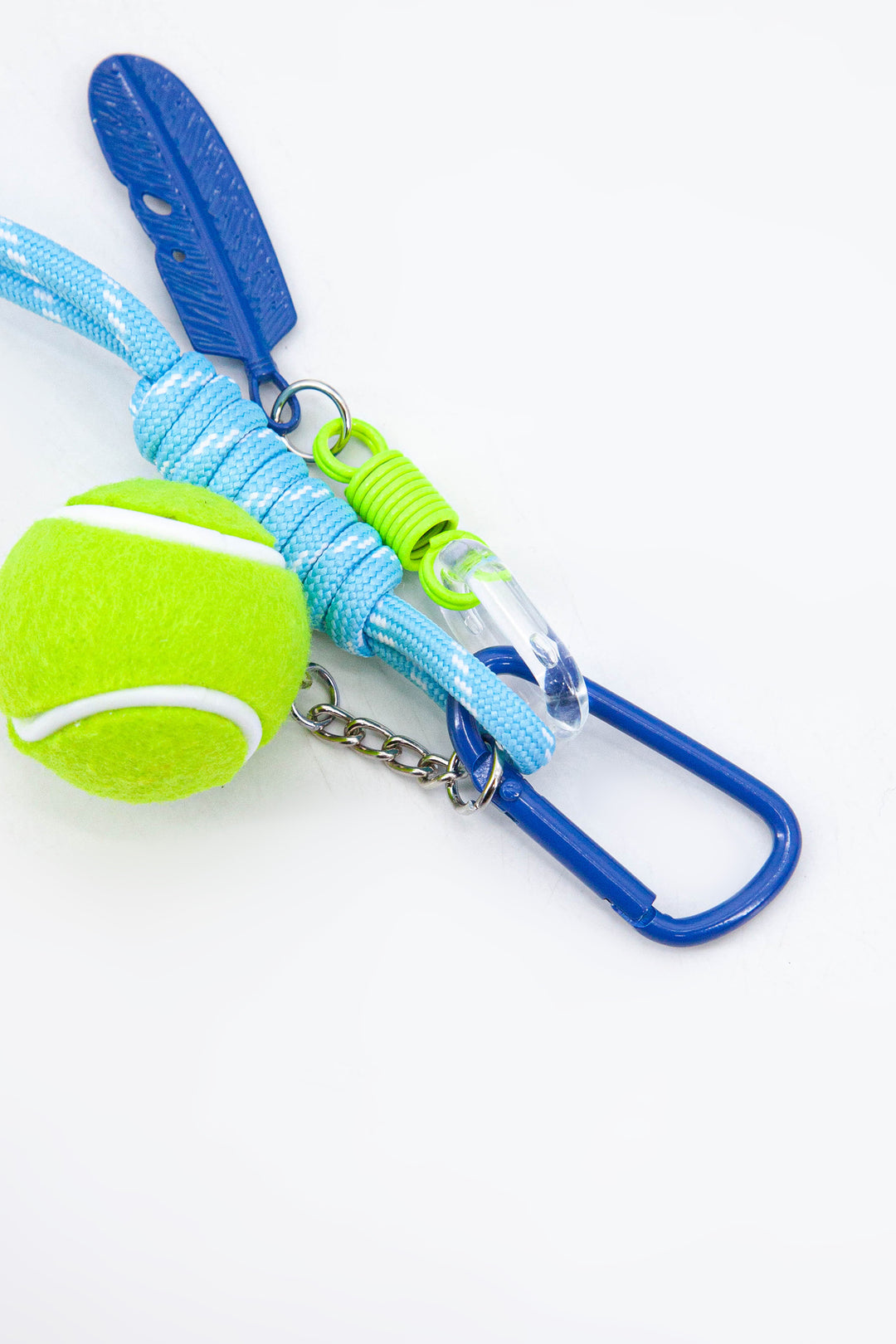 Tennis-Ball-Clip-On-Bag-Charm-in-Blue-Closeup