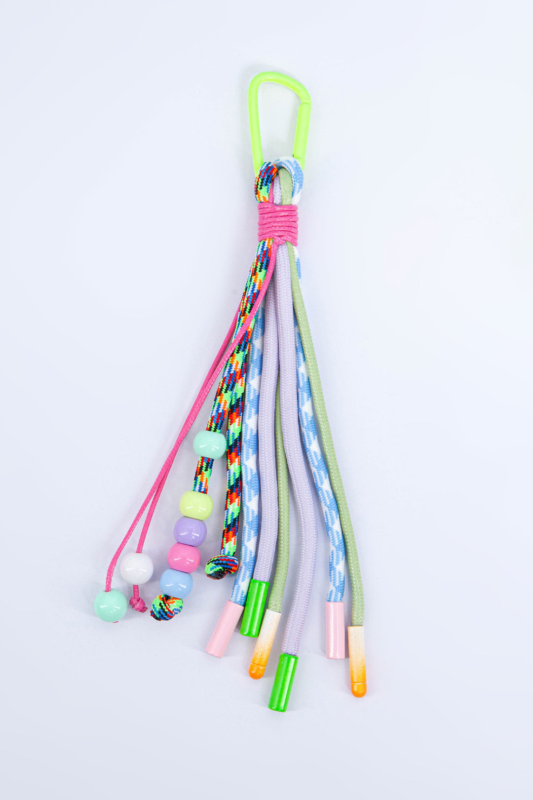 Clip-On-Bag-Charm--Pastel-Rainbow-Laces-Lying-Flat