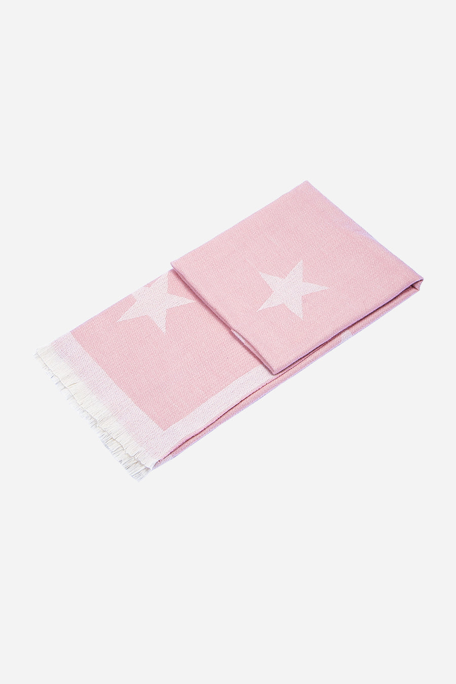 Light Pink Large Star Print Border Blanket Scarf