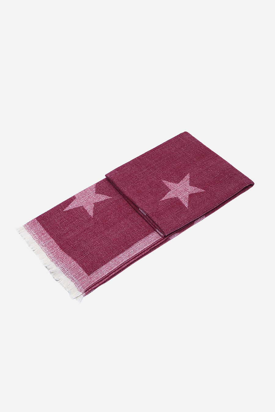 Red Large Star Print Border Blanket Scarf