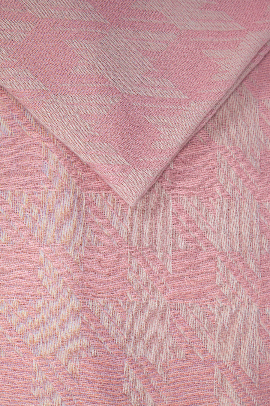 Light Pink Dogtooth Print Blanket Scarf With Tassel Edge.