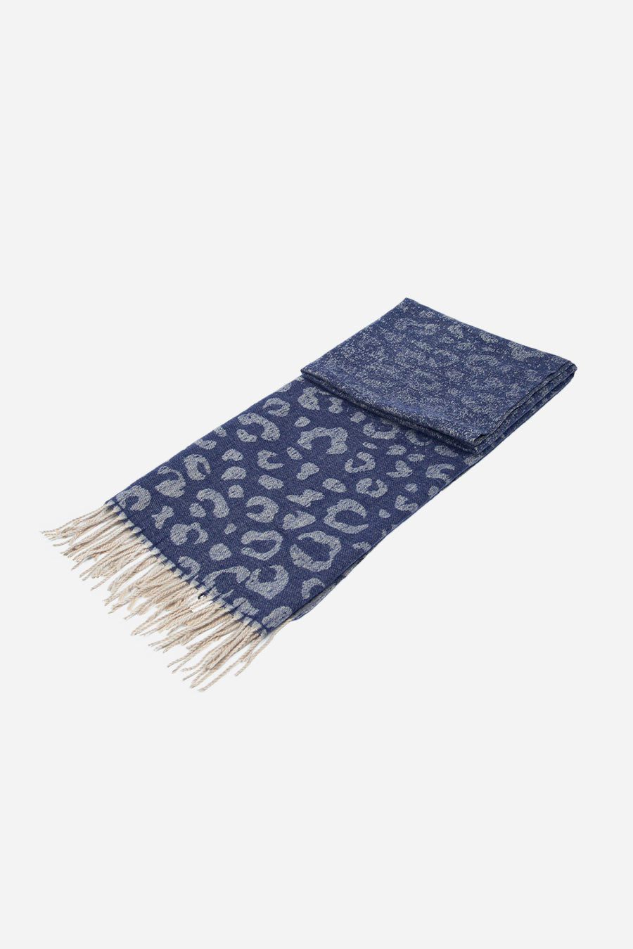 Navy Blue Large Leopard Print Blanket Scarf