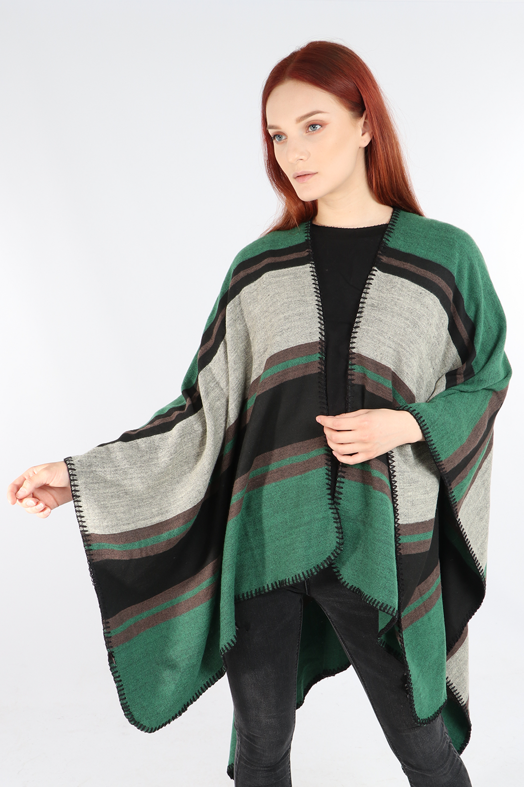 Green Mixed Stripe Cape