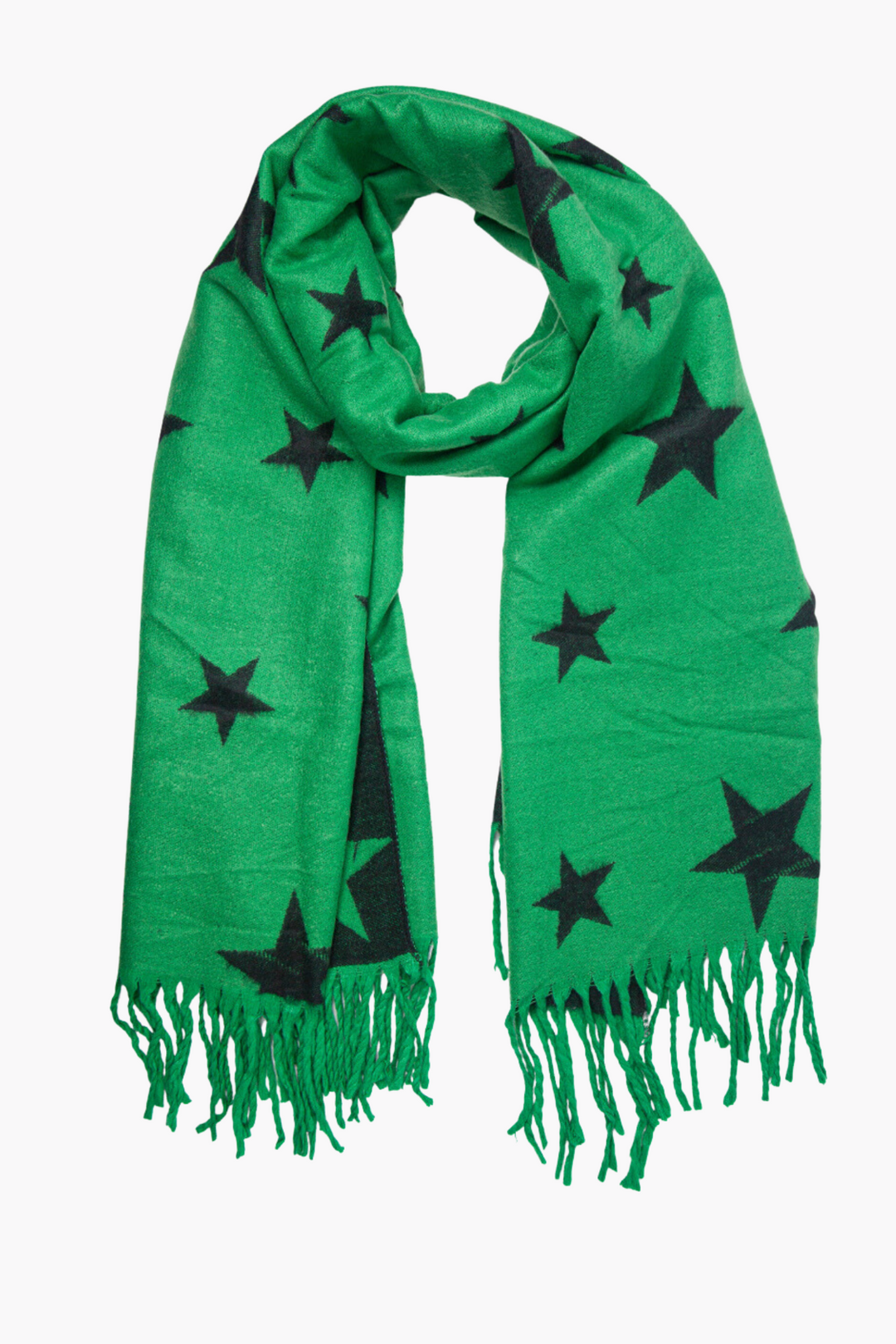 Green Heavyweight Scarf in Scattered Star Print