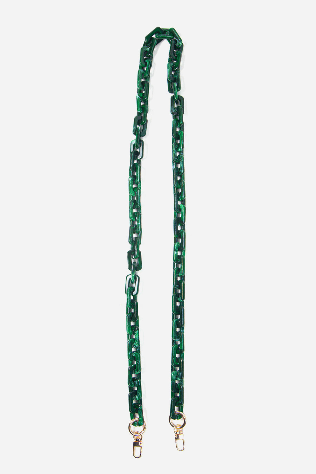 green square link bag strap with gold clip on snap hooks