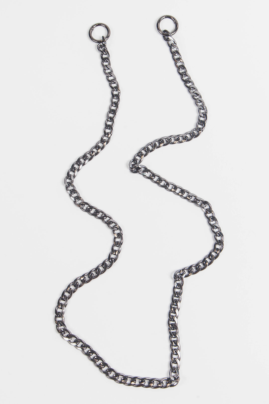 pewter cuban chain link bag strap with pewter hardware