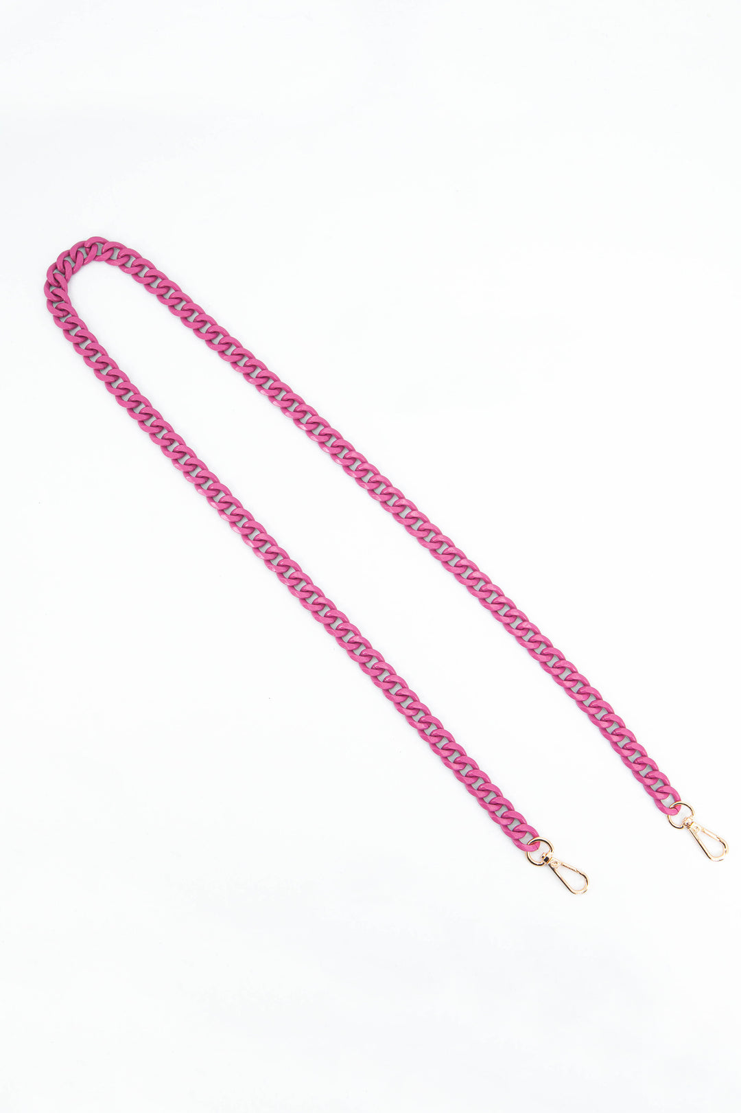 pink chain bag strap with gold clip on attachments