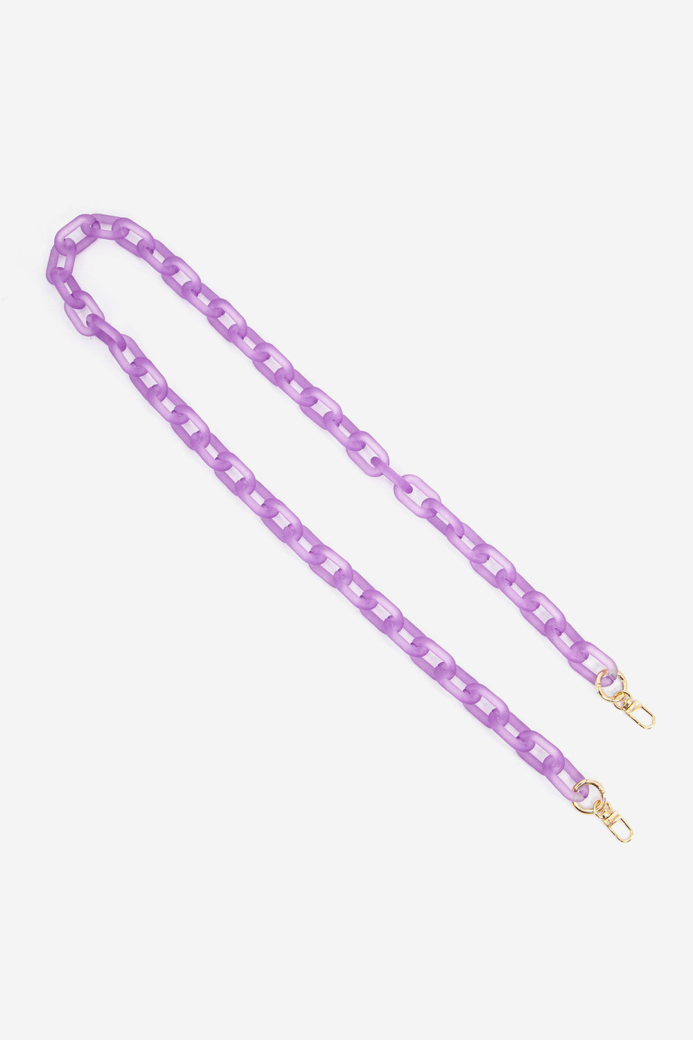 pastel purple square link detachable bag strap made from frosted acrylic.