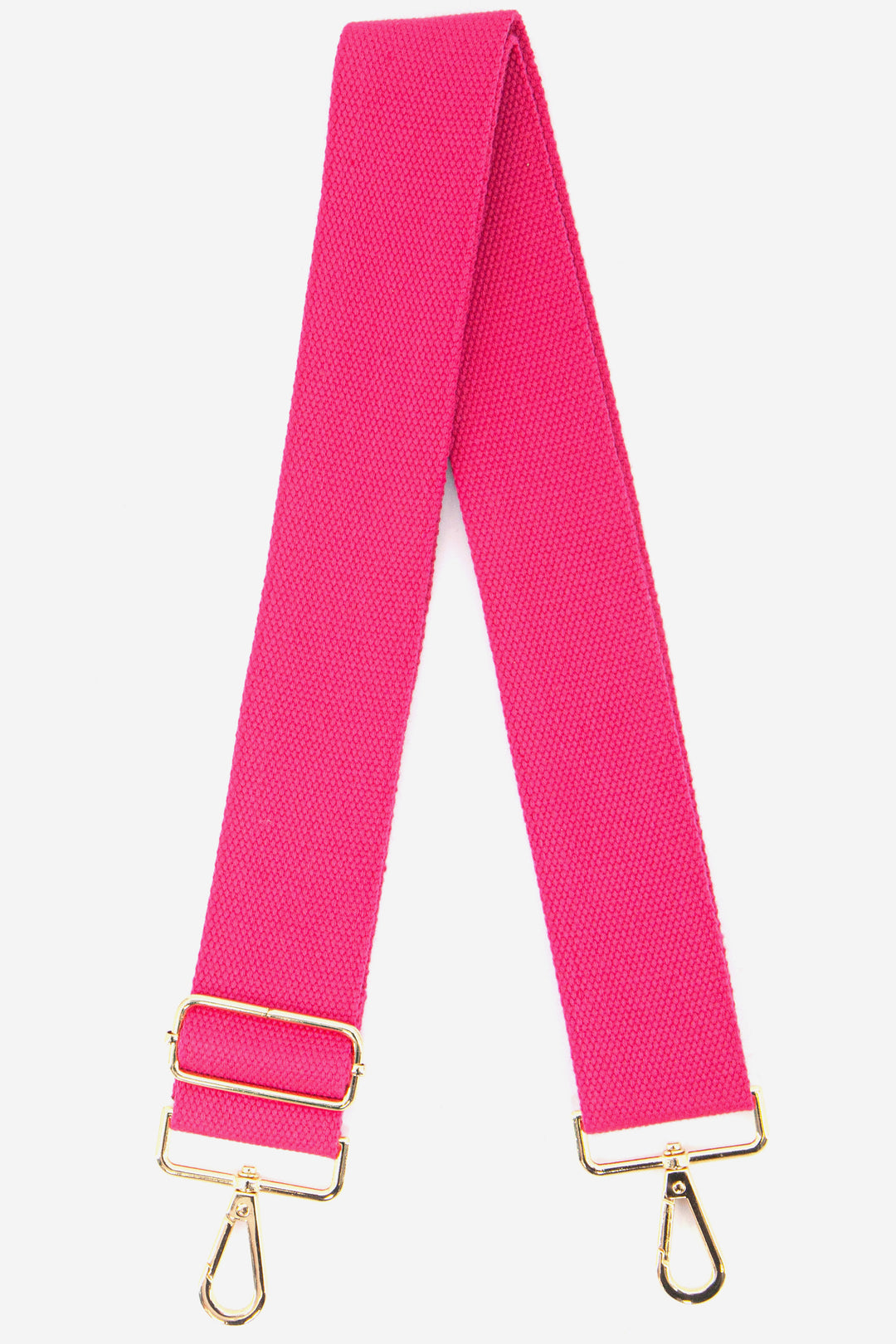 fuchsia pink wide cross body replacement bag strap with gold clip on hardware