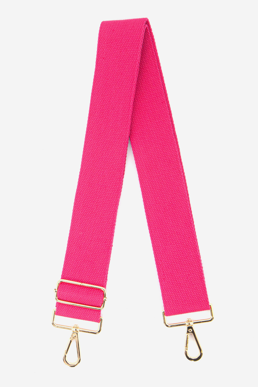 fuchsia pink wide cross body replacement bag strap with gold clip on hardware