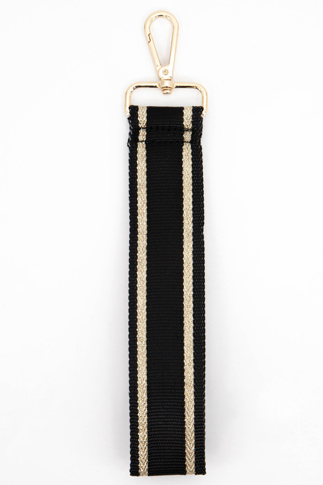 Plain Wrist Strap with Metallic Border Stripe in Black & Gold