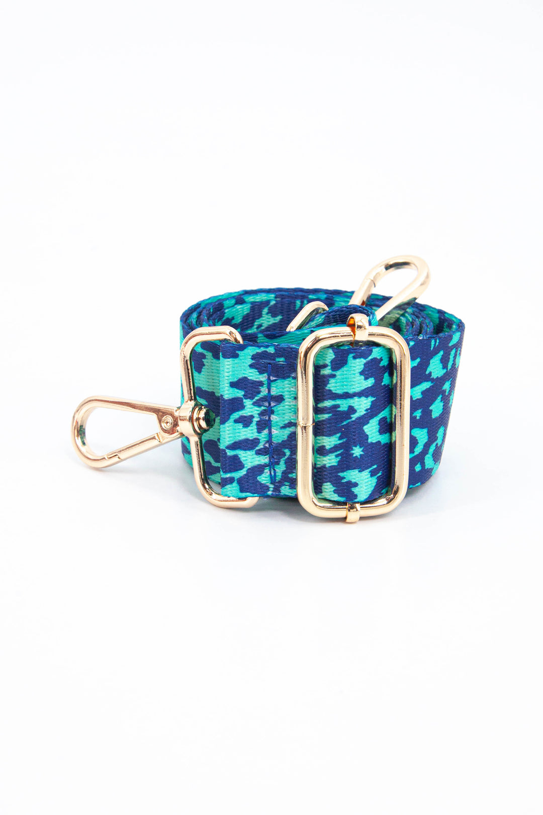 Two Tone Animal and Mini Star Print Bag Strap in Blue & Green