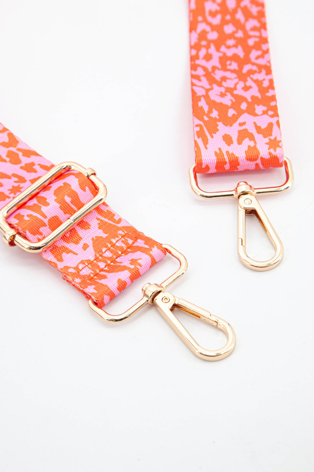 Two Tone Animal and Mini Star Print Bag Strap in Pink & Orange