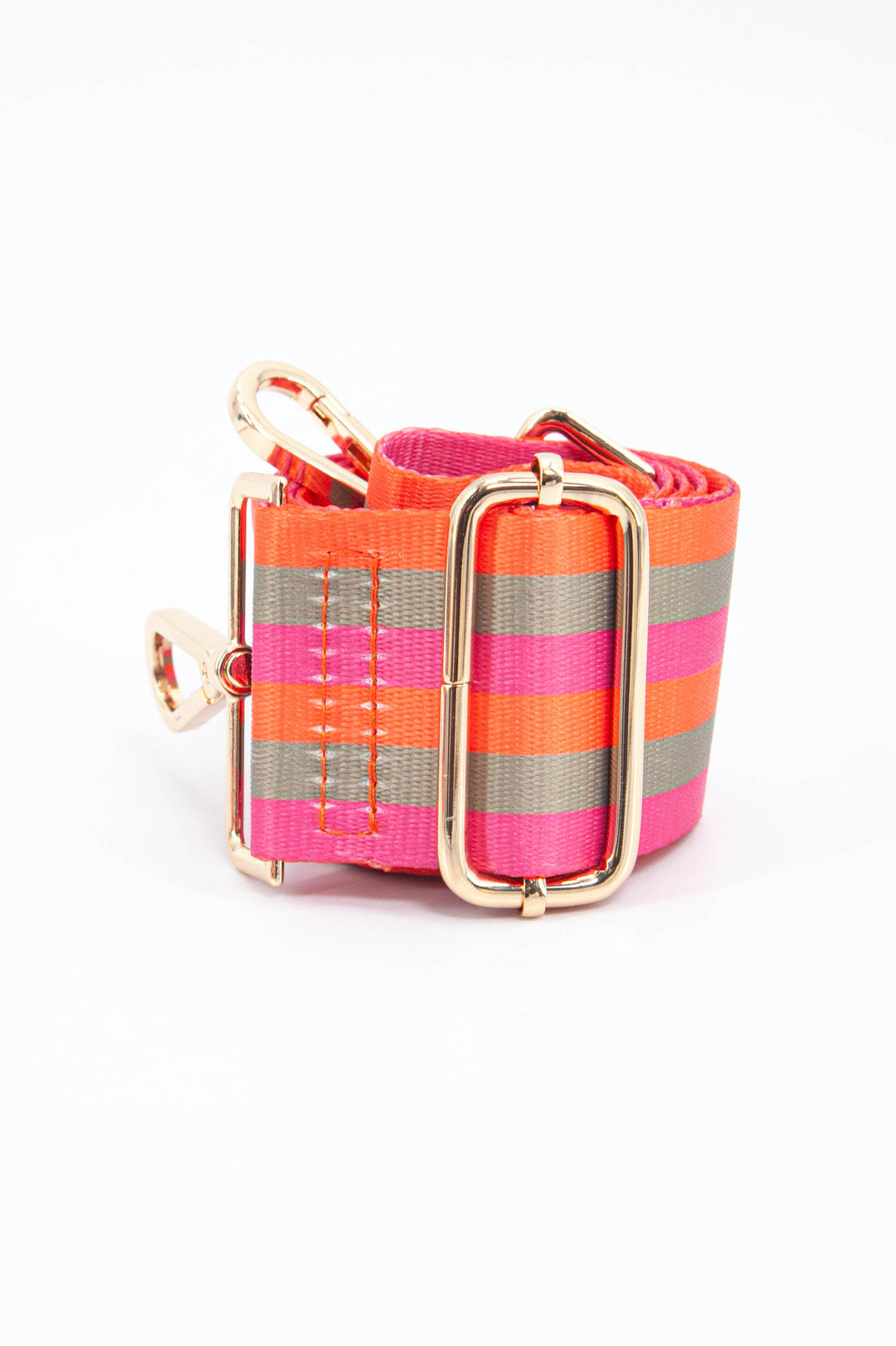 Wide Multi Stripe Bag Strap in Pink & Khaki