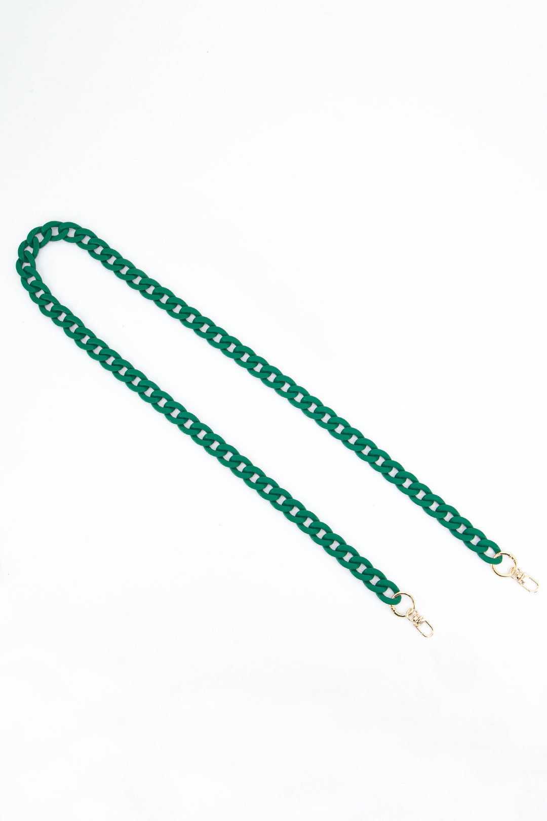 narrow cuban link acrylic bag strap with gold snap hook clip on attachements