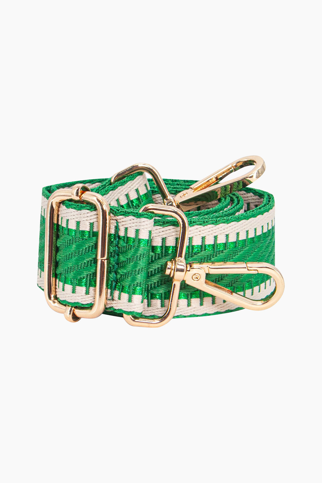 emerson-woven-bag-strap-green-striped-trim-close-up-pattern-adjustable-buckle