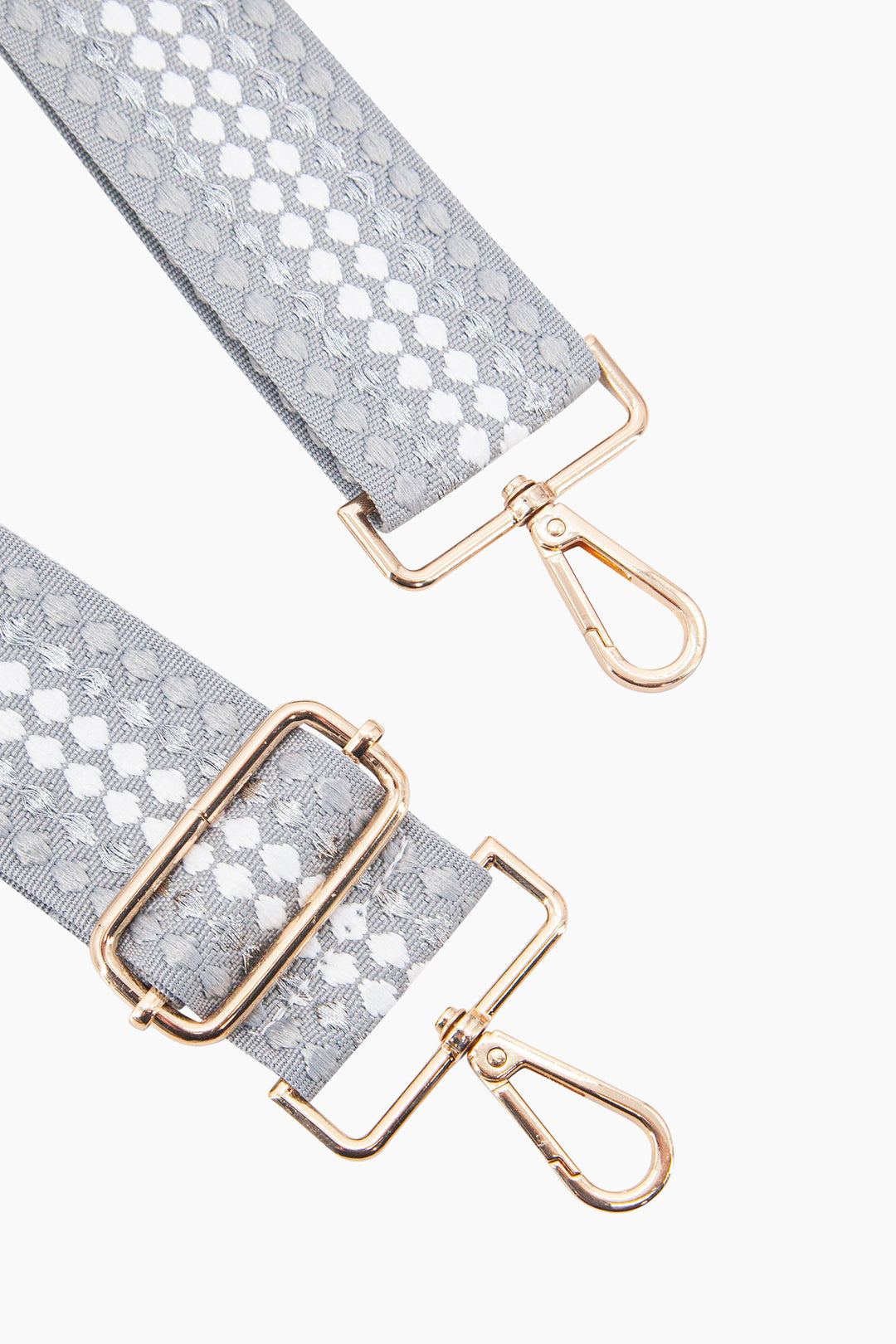 hayden-woven-bag-strap-grey-spotted-close-up-gold-snap-hoop-attachments