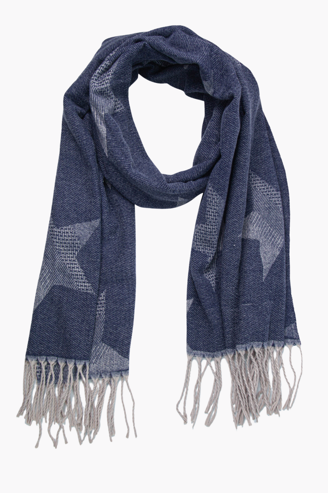 Navy Large Ombre Star Print Heavyweight Scarf