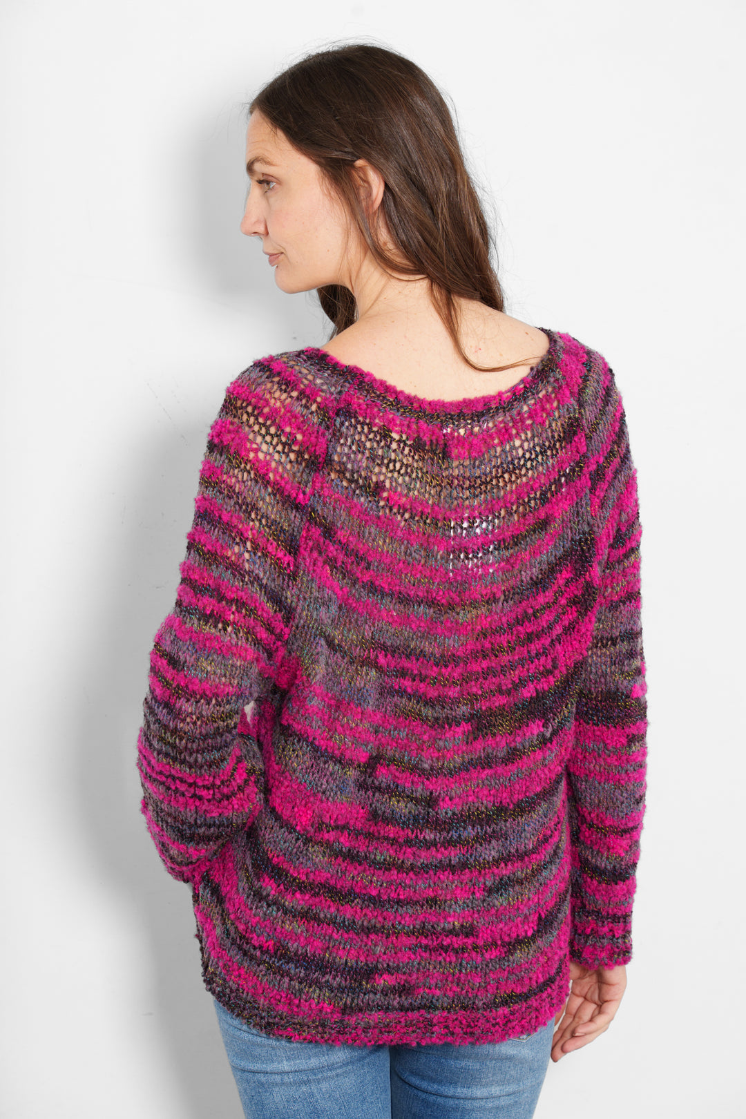 sage-wool-blend-jumper-raspberry-textured-stripe-rear-view