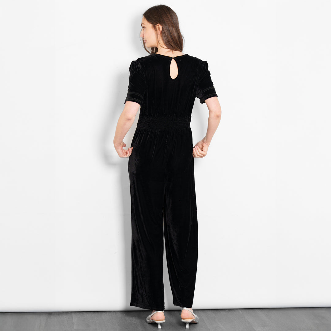 lydia-v-neck-jumpsuit-black-velvet-rear-view-button-neck