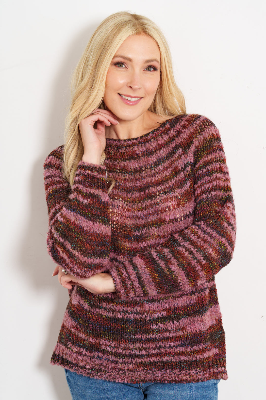 sage-wool-blend-jumper-berry-textured-stripe-model-knitwear