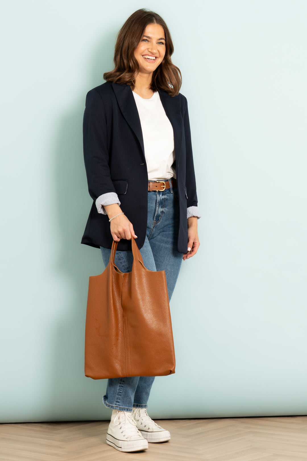 Tatum Boyfriend Blazer - Navy Blue, Jersey
