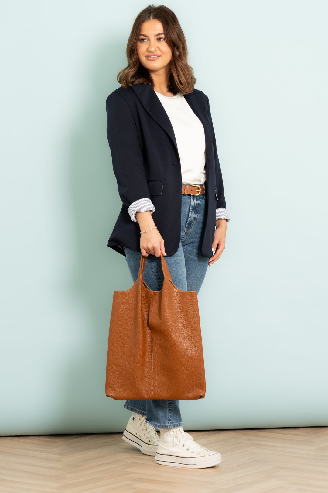 Tatum Boyfriend Blazer - Navy Blue, Jersey