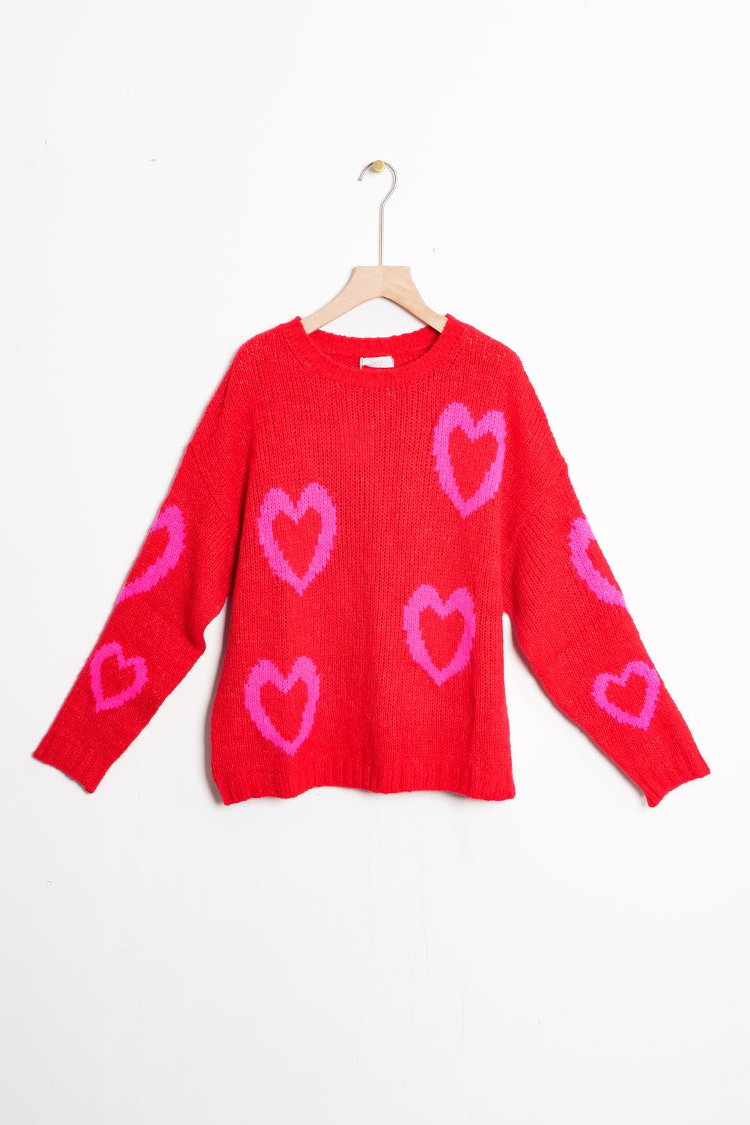millie-wool-blend-jumper-red-fuchsia-love-hearts-front-view-coat-hanger