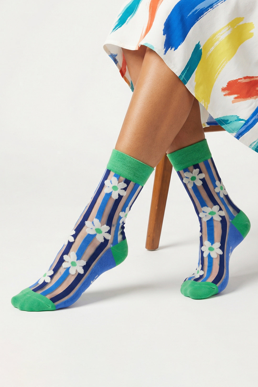 Daisy-Stripes-Combed-Cotton-Sheer-Pop-Socks-in-Green